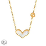 18K Gold Heart and "e" Pendant Necklace - QH Clothing