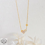 18K Gold Heart and "e" Pendant Necklace - QH Clothing