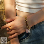 18K Gold Heart Beaded Necklace & Bracelet - QH Clothing