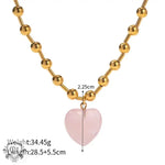 18K Gold Heart Beaded Necklace & Bracelet - QH Clothing