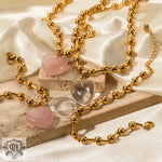 18K Gold Heart Beaded Necklace & Bracelet - QH Clothing