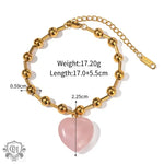 18K Gold Heart Beaded Necklace & Bracelet - QH Clothing