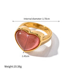 18K gold classic fashionable love inlaid cat's eye design ring - QH Clothing