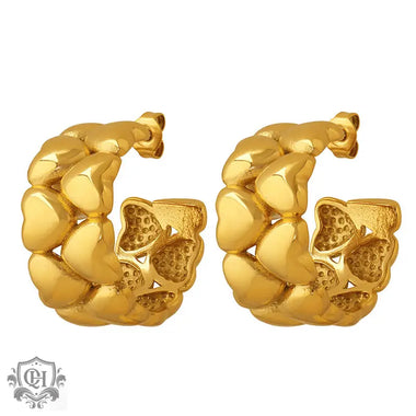 18K Gold Fashion Simple C-shaped Heart Design Light Luxury Style Earrings - QH Clothing