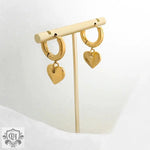 18K Gold Heart Design Hoop Earrings - QH Clothing