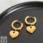 18K Gold Heart Design Hoop Earrings - QH Clothing