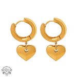 18K Gold Heart Design Hoop Earrings - QH Clothing