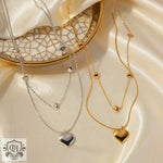 18K Gold Heart Double Layer Necklace - QH Clothing