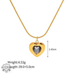 18K Gold Heart Inlaid Opal Pendant Necklace - QH Clothing