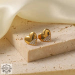 18K Gold Heart Inlaid Zirconium Earrings - QH Clothing