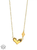 18K Gold Heart Necklace with "E" Design - QH Clothing