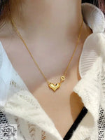 18K Gold Heart Necklace with "E" Design - QH Clothing