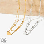 18K Gold Heart Pendant Double Layer Necklace - QH Clothing