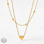 18K Gold Heart Pendant Double Layer Necklace - QH Clothing