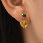 18K Gold Heart Pendant Earrings - QH Clothing