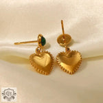 18K Gold Heart Pendant Earrings - QH Clothing