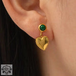 18K Gold Heart Pendant Earrings - QH Clothing