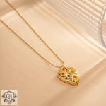 18K Gold Heart Pendant Necklace with Coloured Diamonds - QH Clothing