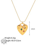 18K Gold Heart Pendant Necklace with Coloured Diamonds - QH Clothing