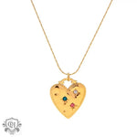 18K Gold Heart Pendant Necklace with Coloured Diamonds - QH Clothing