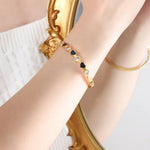 18K Gold Heart-Shaped Round Zircon Bracelet - QH Clothing