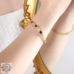 18K Gold Heart-Shaped Round Zircon Bracelet - QH Clothing