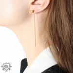 18K Gold Heart-Shaped Tassel Earrings - QH Clothing