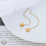 18K Gold Heart-Shaped Tassel Earrings - QH Clothing