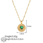 18K Gold Heart-Shaped Zircon Pendant Necklace - QH Clothing