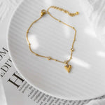 18K Gold Heart with Crystal Design Anklet - QH Clothing