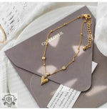 18K Gold Heart with Crystal Design Anklet - QH Clothing