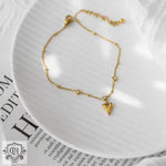 18K Gold Heart with Crystal Design Anklet - QH Clothing