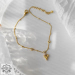 18K Gold Heart with Crystal Design Anklet - QH Clothing