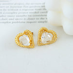 18K Gold Exquisite Dazzling Heart-shaped Inlaid Zircon Design Versatile Earrings - QH Clothing