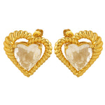 18K Gold Exquisite Dazzling Heart-shaped Inlaid Zircon Design Versatile Earrings - QH Clothing