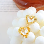 18K Gold Exquisite Dazzling Heart-shaped Inlaid Zircon Design Versatile Earrings - QH Clothing