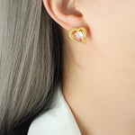 18K Gold Exquisite Dazzling Heart-shaped Inlaid Zircon Design Versatile Earrings - QH Clothing