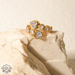 18k gold novel and unique love-shaped zircon staggered design open ring - QH Clothing