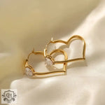 18K Gold Heart Zirconia Earrings - QH Clothing