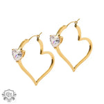 18K Gold Heart Zirconia Earrings - QH Clothing