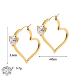 18K Gold Heart Zirconia Earrings - QH Clothing