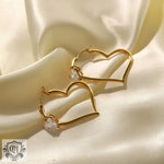 18K Gold Heart Zirconia Earrings - QH Clothing