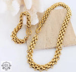 18K Gold Hip-Hop Style Chain Necklace and Bracelet - QH Clothing