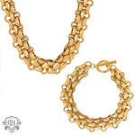 18K Gold Hip-Hop Style Chain Necklace and Bracelet - QH Clothing