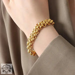 18K Gold Hip-Hop Style Chain Necklace and Bracelet - QH Clothing