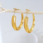 18K Gold Simple Atmospheric Hollow Round Design Versatile Earrings - QH Clothing