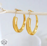 18K Gold Simple Atmospheric Hollow Round Design Versatile Earrings - QH Clothing