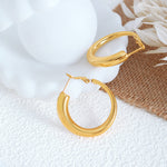 18K Gold Simple Atmospheric Hollow Round Design Versatile Earrings - QH Clothing