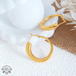 18K Gold Simple Atmospheric Hollow Round Design Versatile Earrings - QH Clothing