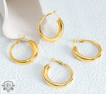 18K Gold Simple Atmospheric Hollow Round Design Versatile Earrings - QH Clothing